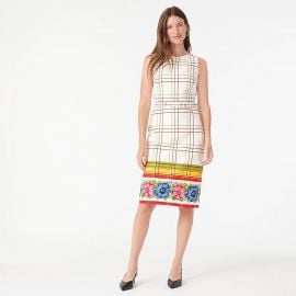 Belted Bi-Stretch Cotton Dress with Floral Border by J. Crew at J. Crew