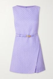 Belted Cotton Tweed Mini Dress by Versace at Net A Porter