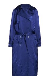 Belted Crinkled Satin Double-Breasted Trench Coat By Balenciaga at Moda Operandi