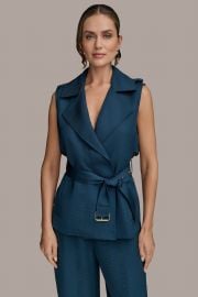 Belted Crinkled Vest Vest Donna Karan at Donna Karan