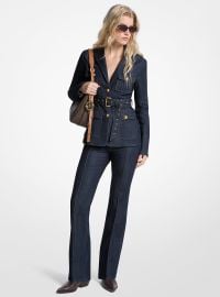 Belted Denim Blazer in RINSE - Sale Michael Kors US at Michael Kors