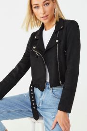 Belted Faux Suede Moto Jacket at Forever 21