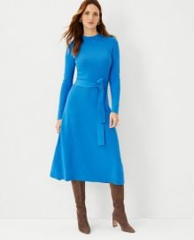 Belted Flare Sweater Dress at Ann Taylor