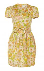 Belted Floral-Print Cotton And Silk-Blend Dress at Moda Operandi