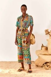 Belted Jumpsuit Banana Scarves Print FARM Rio at Farm Rio