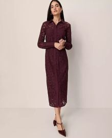 Belted Lace Midi Shirtdress at Ann Taylor