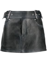 Belted Leather Miniskirt in N0990 Nero at Farfetch
