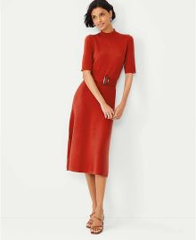 Belted Mock Neck Sweater Dress at Ann Taylor