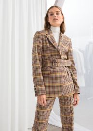 Belted Plaid Blazer at & Other Stories