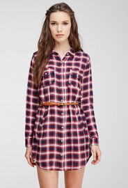 Belted Plaid Shirt Dress  Forever 21 - 2000097161 at Forever 21