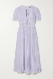 Belted Pleated Chiffon Midi Dress by Self Portrait at Net A Porter