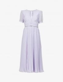 Belted Pleated Chiffon Midi Dress by Self Portrait at Selfridges