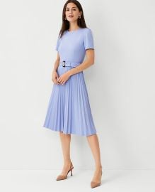 Belted Pleated Flare Dress at Ann Taylor