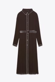 Belted Pleated Midi Dress at Zara
