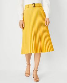 Belted Pleated Midi Skirt at Ann Taylor