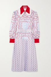 Belted Pleated Printed Silk-Twill Midi Dress by Rodarte at Net A Porter