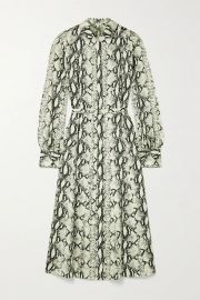 Belted Snake Print Silk Midi Shirtdress by Jason Wu at Net A Porter