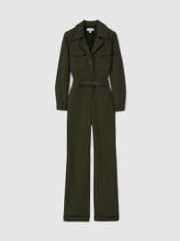 Belted Utility Jumpsuit in Dark Green REISS USA at Reiss