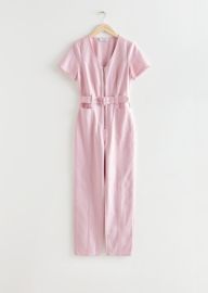 Belted V-Cut Jumpsuit at Stories