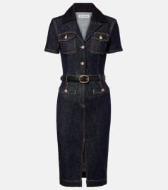 Belted denim midi dress at Mytheresa
