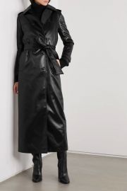 Belted faux leather trench coat at Net a Porter