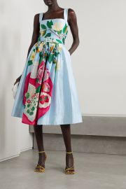 Belted floral-print mikado dress at Net a Porter