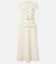 Belted peplum cr pe midi dress at Mytheresa