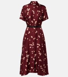 Belted printed silk shirt dress at Mytheresa