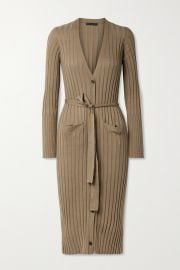 Belted ribbed silk and cotton-blend cardigan by ATM Anthony Thomas Melillo at Net a Porter