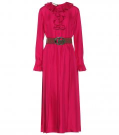 Belted silk twill midi dress at Mytheresa