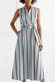 Belted striped cotton midi dress at Net A Porter