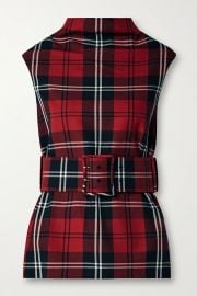 Belted tartan wool-twill top at Net a Porter