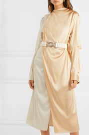 Belted two-tone stretch-silk satin wrap dress at Net A Porter