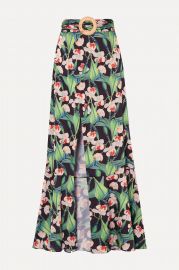 Belted wrap-effect floral-print crepe maxi skirt at Net A Porter