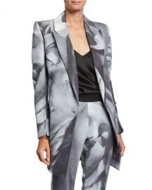 Belucci Face-Print Side-Tie Jacket at Neiman Marcus