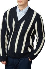 Ben Sherman Textured Stripe Wool Blend Cardigan at Nordstrom