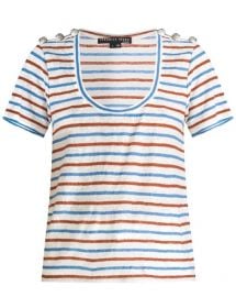 Benji Stripe Linen T-Shirt by Veronica Beard at Veronica Beard