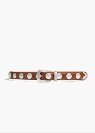 Benny Belt with Studs in Dark Tan Leather and Silver KHAITE at Khaite