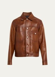 Berluti Leather Trucker Jacket at Bergdorf Goodman