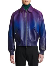 Berluti Menx27s Ombr Leather Bomber Jacket at Neiman Marcus