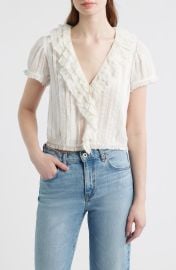 Bernadette Pleated Lace Ruffle Trim Top at Nordstrom