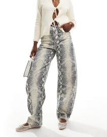 Bershka Balloon jeans in snakeskin print at ASOS