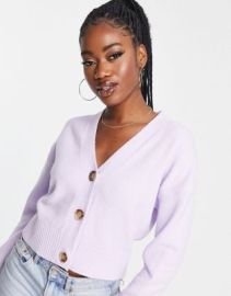 Bershka button down cardigan in lilac at ASOS