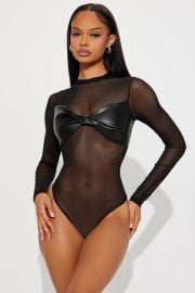 Best Of Luck Long Sleeve Twist Mesh Bodysuit Fashion Nova at Fashion Nova