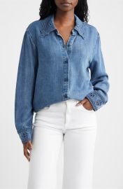 Bethany Embroidered Collar Button-Up Denim Top at Nordstrom