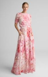 Bethany Skirt In Le Jardin Print Georgette at St John Knits