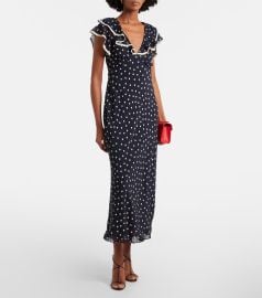 Bethea crochet trimmed polka dot crepe midi dress at Mytheresa
