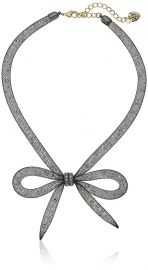 Betsey Johnson  quot Memoirs of Betsey quot  Mesh Bow Necklace  16 quot    3 quot  Extender at Amazon