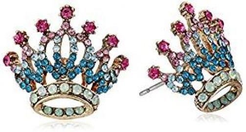 Betsey Johnson  quot Princess Charming quot  Pave Crown Stud Earrings at Amazon