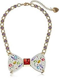 Betsey Johnson  quot Sweet Shop quot  Mixed Multi-Colored Stone Bow Necklace at Amazon